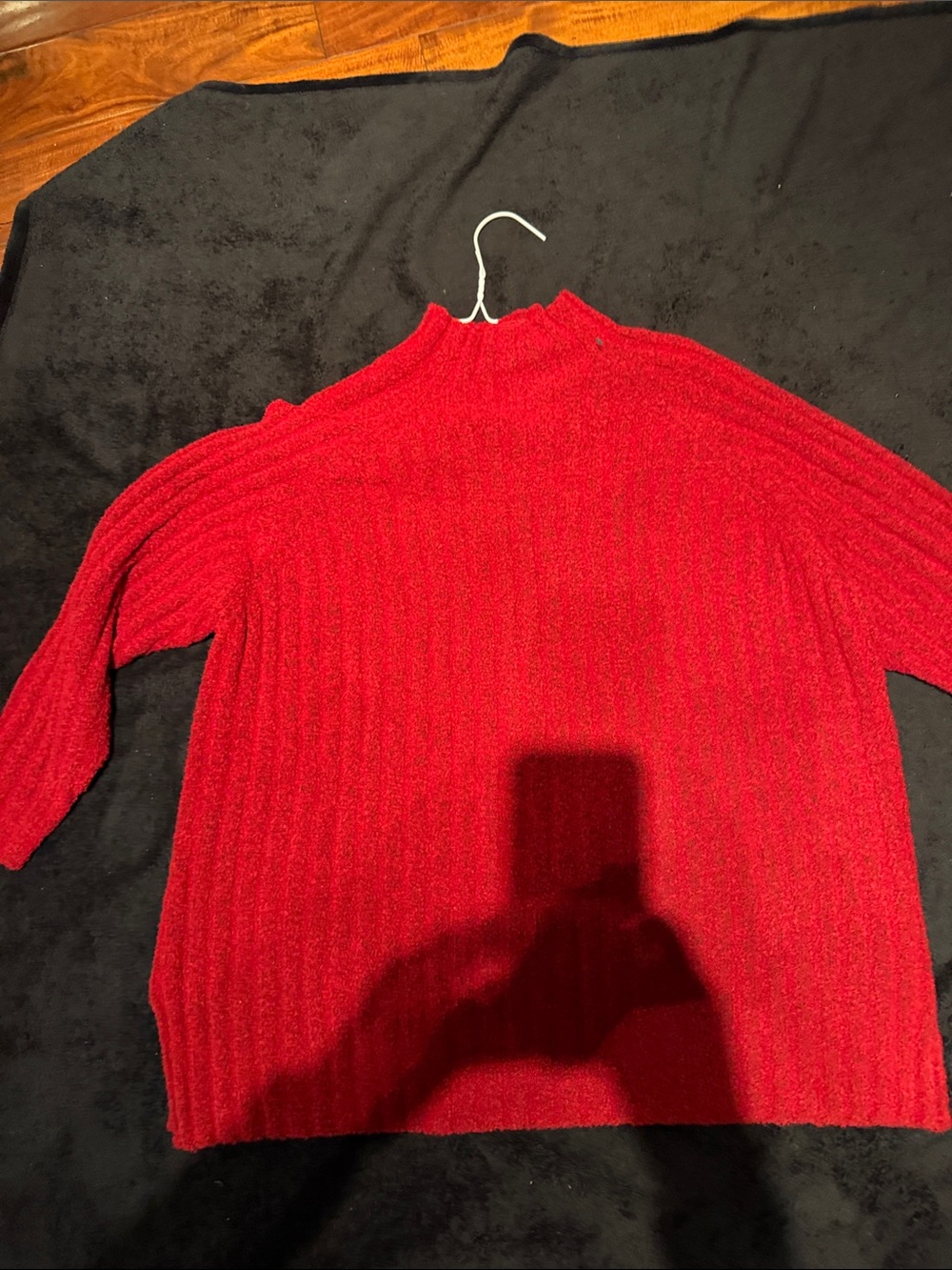 Classic Red Ribbed Turtleneck Sweater